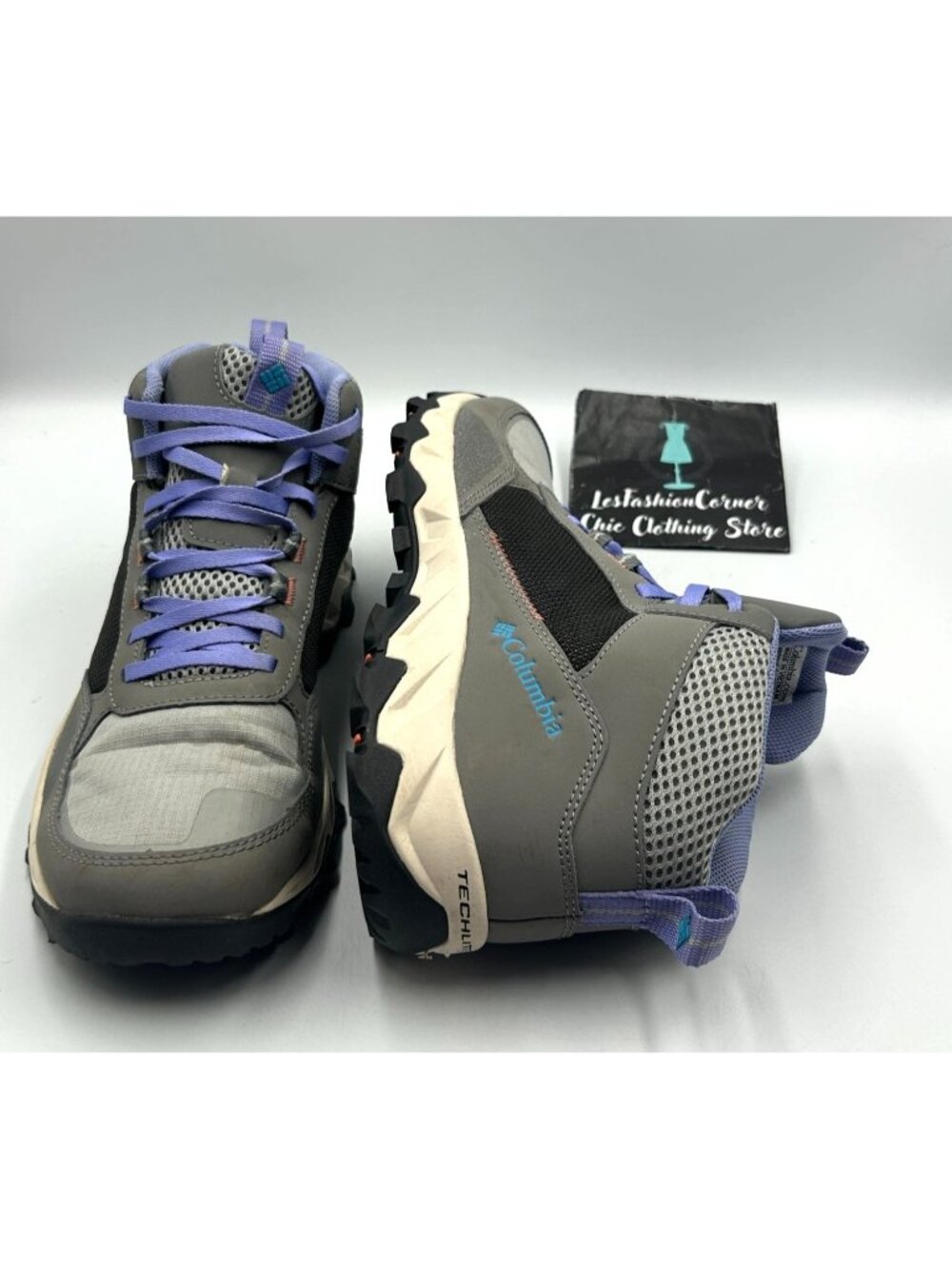 Columbia Women's Gray Purple Mesh Flow Centre All-Terrain Hiking Boots Sz 9 3531 - Picture 10 of 16